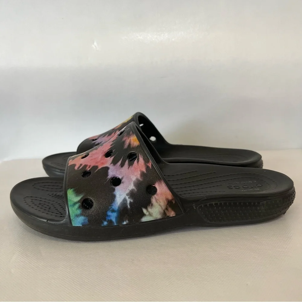 Crocs Tie-Dye Rainbow Slide Sandals
